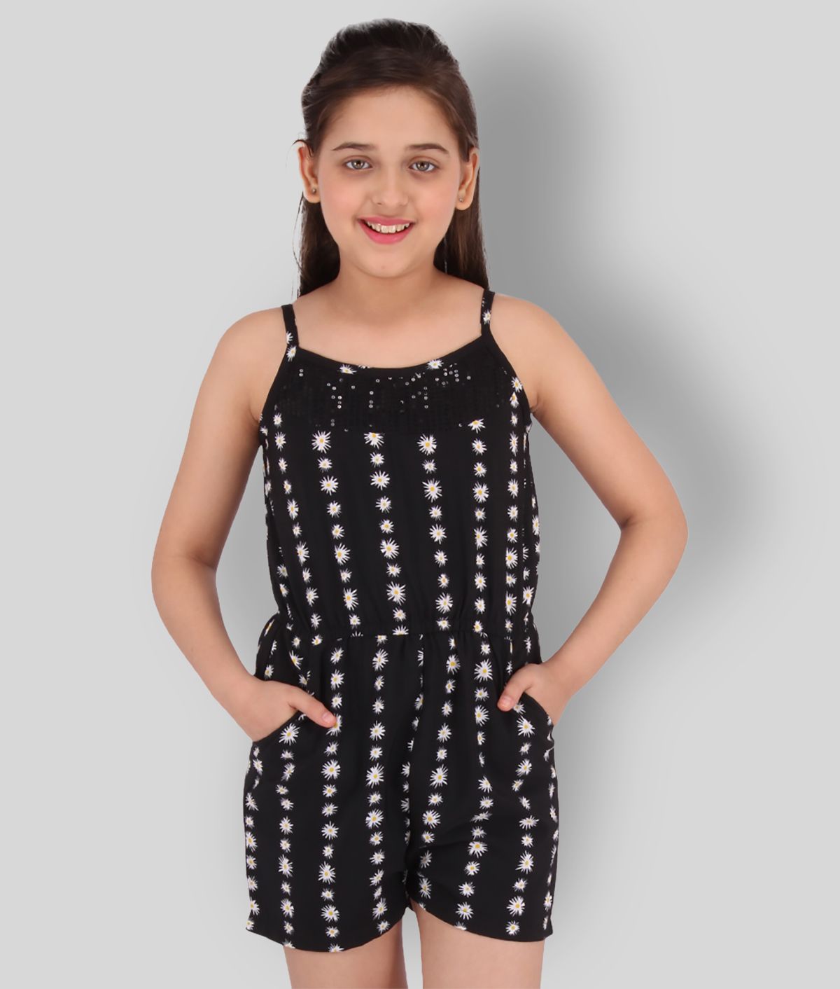     			Cutecumber Girls Georgette Jumpsuit For ( Pack of 1 , Black )