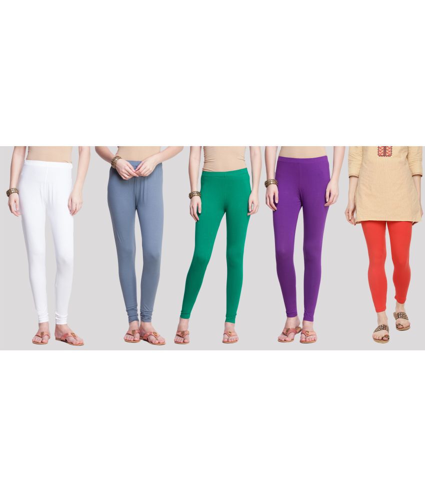 Dollar Missy - Multicoloured Cotton Women's Leggings ( Pack of 5 )