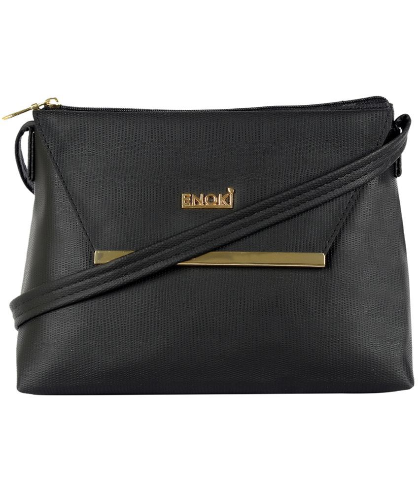     			Enoki - Black Faux Leather Sling Bag