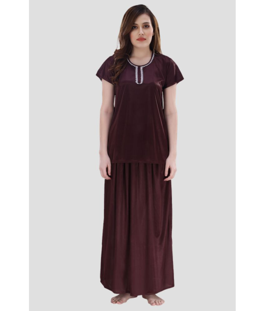     			Romaisa - Brown Satin Women's Nightwear Night Dress ( Pack of 1 )