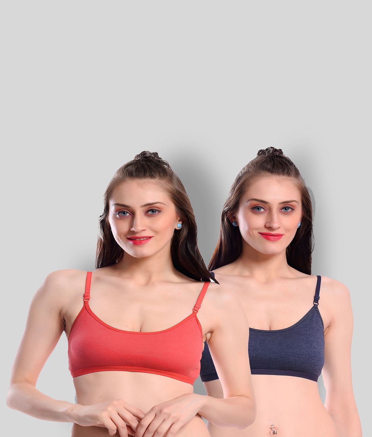 Viral Girl Red Cotton Solid Sports Bra - Pack of 2