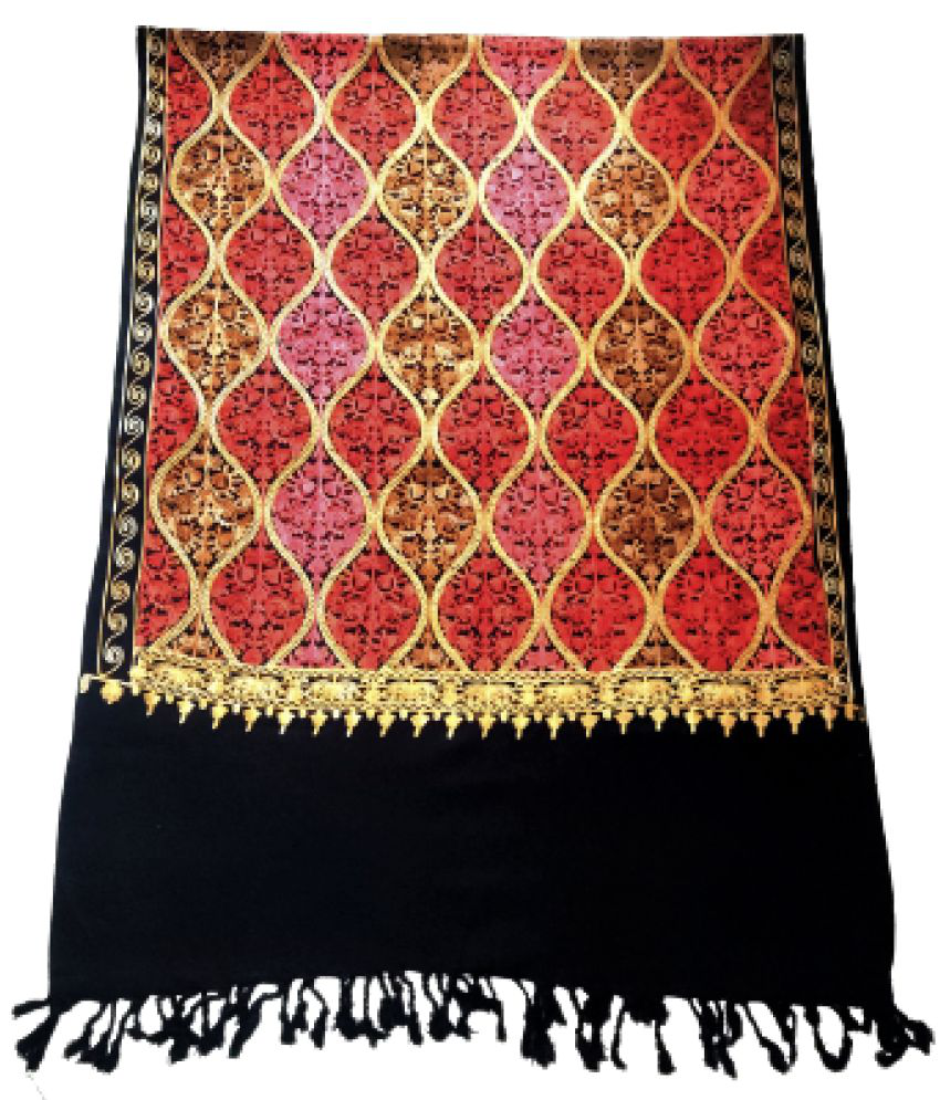     			new india trends Black Floral Shawl - Single