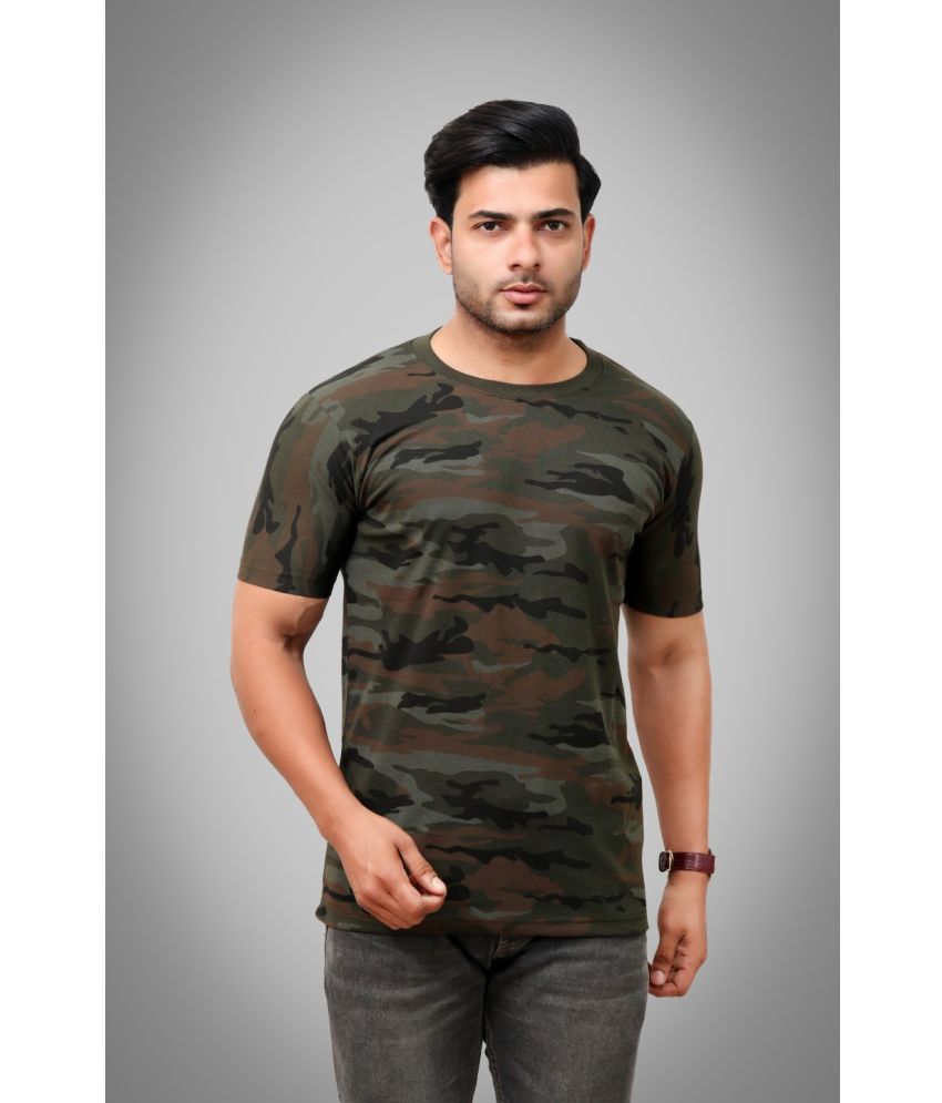     			SI-squad - Military Green Cotton Regular Fit Men's T-Shirt ( Pack of 1 )