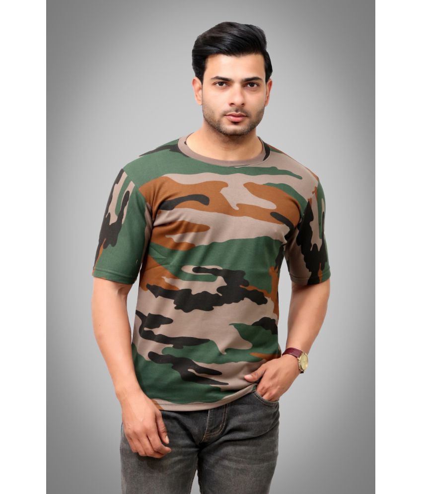 SI-squad - Military Green Cotton Regular Fit Men's T-Shirt ( Pack of 1 )