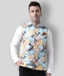 Hangup Blue Cotton Blend Nehru Jacket