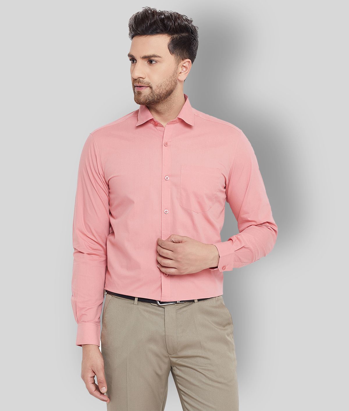 D Kumar - Peach Cotton Regular Fit Men 