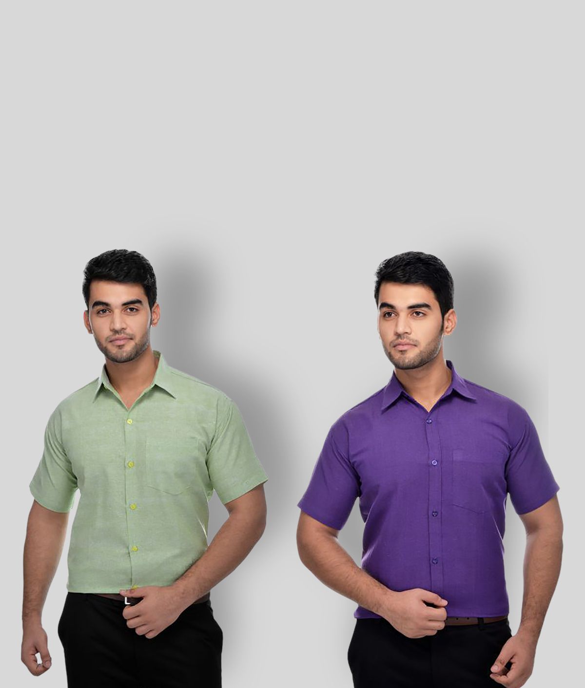     			DESHBANDHU DBK Khadi Regular Fit Half Sleeves Men's Formal Shirt - Multi ( Pack of 2 )