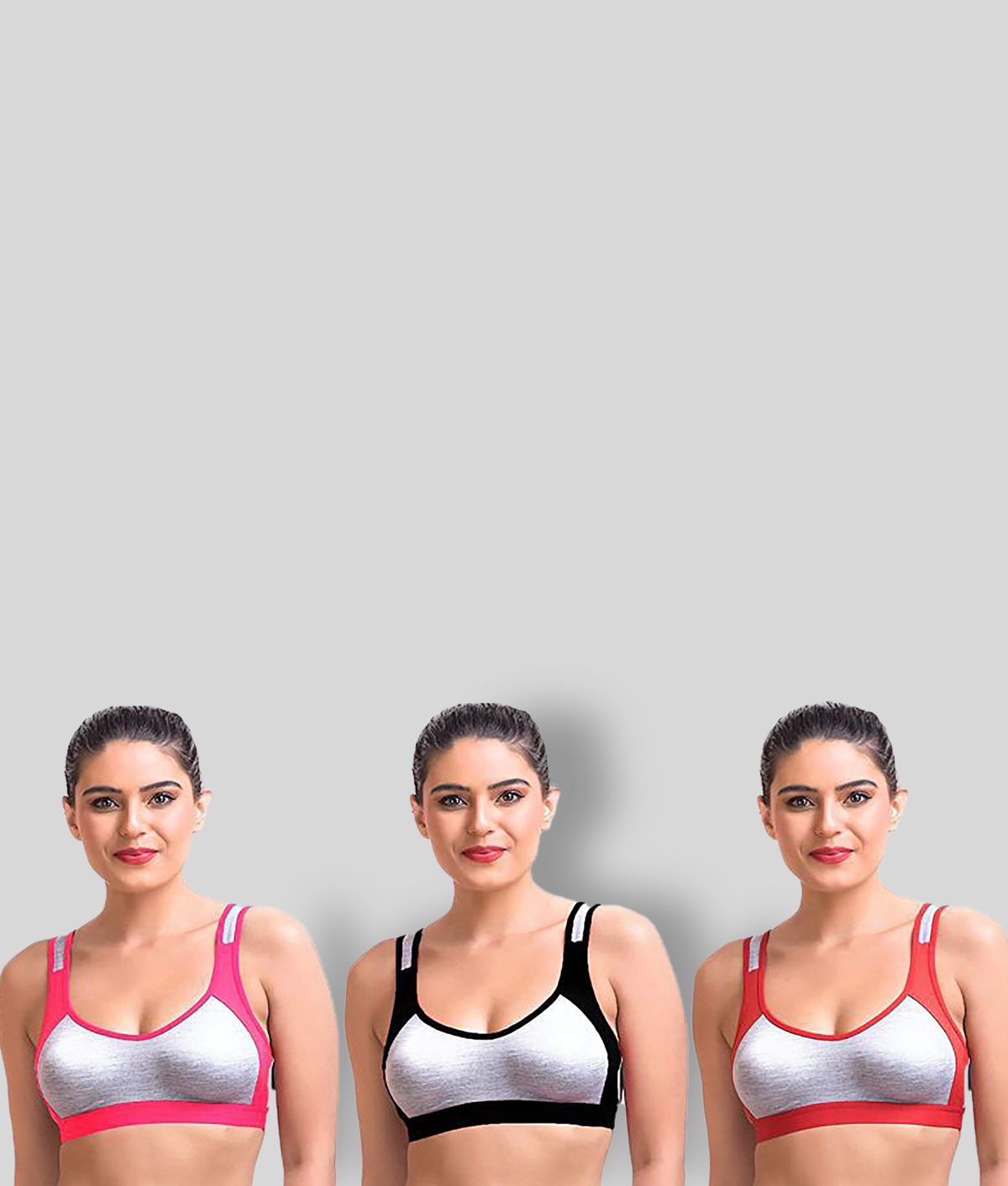 Daily Touch - Black,Red,Pink Cotton Non Padded Women's Sports Bra ( )