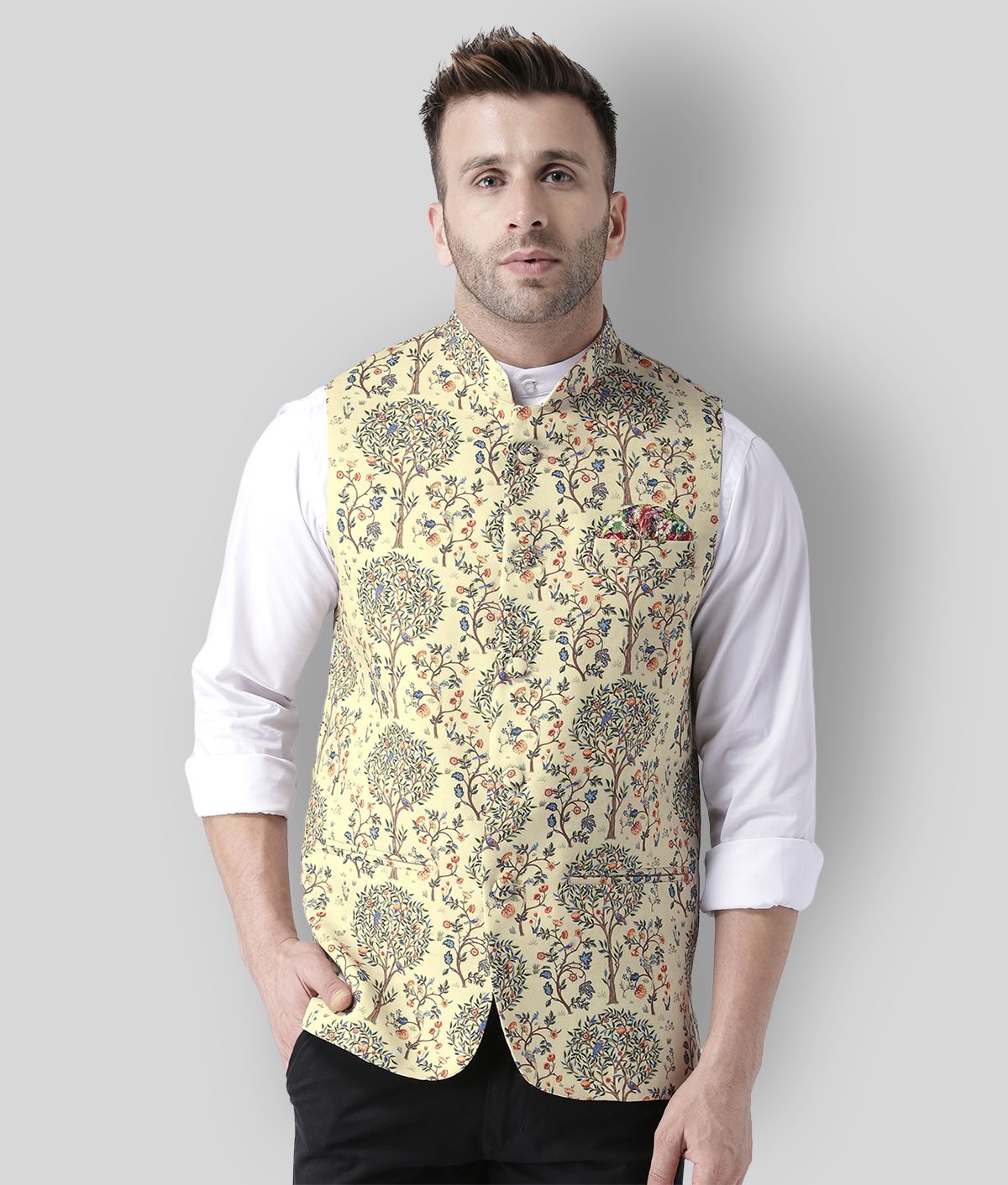     			Hangup Multi Cotton Blend Nehru Jacket