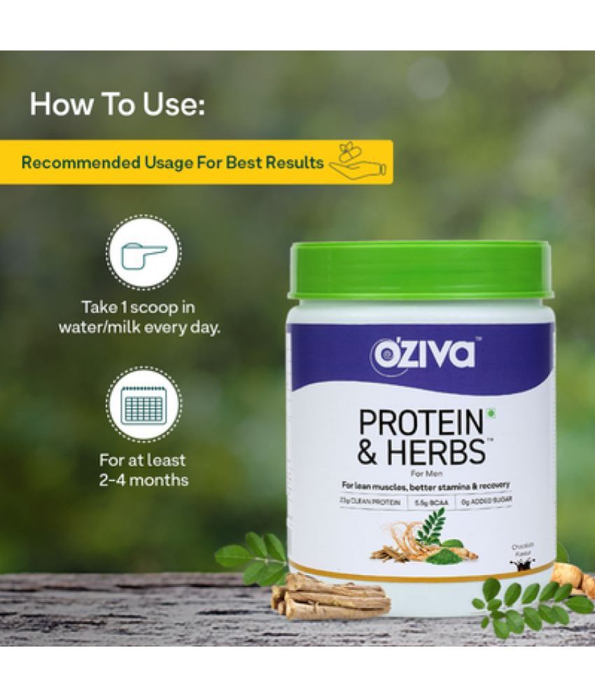     			OZiva Protein & Herbs for Men, Banana Caramel 500g | For Muscle Building
