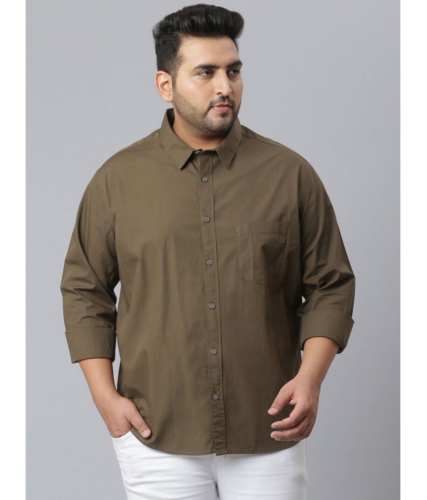 instaFab - Olive Cotton Oversized Fit Men's Casual Shirt ( Pack of 1 )