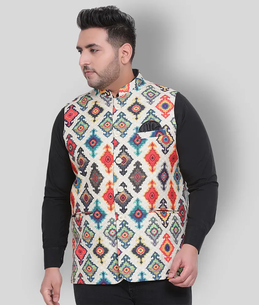 Hangup Multi Cotton Blend Nehru Jacket