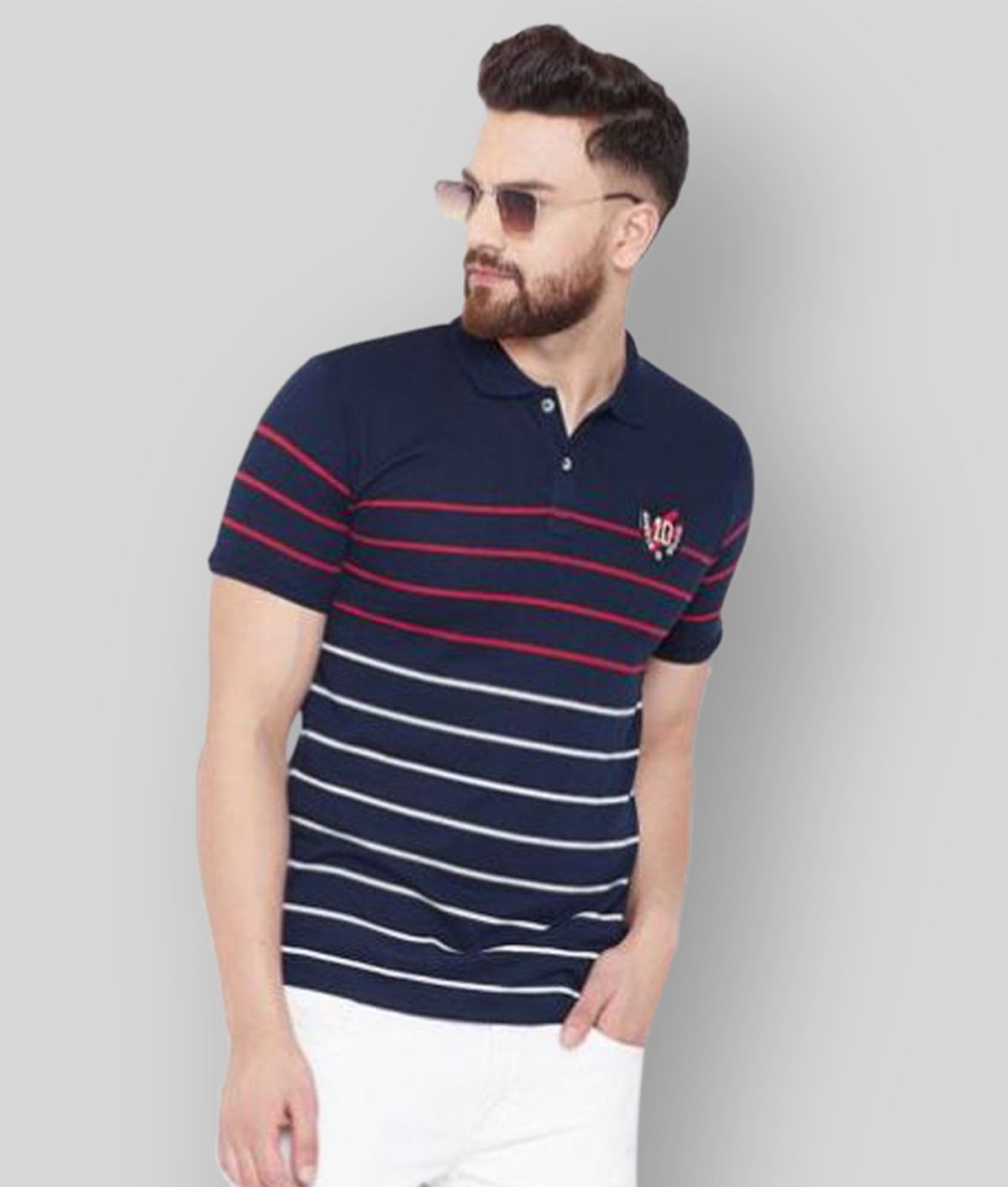     			AUSTIN WOOD - Navy Cotton Blend Regular Fit Men's Polo T Shirt ( Pack of 1 )