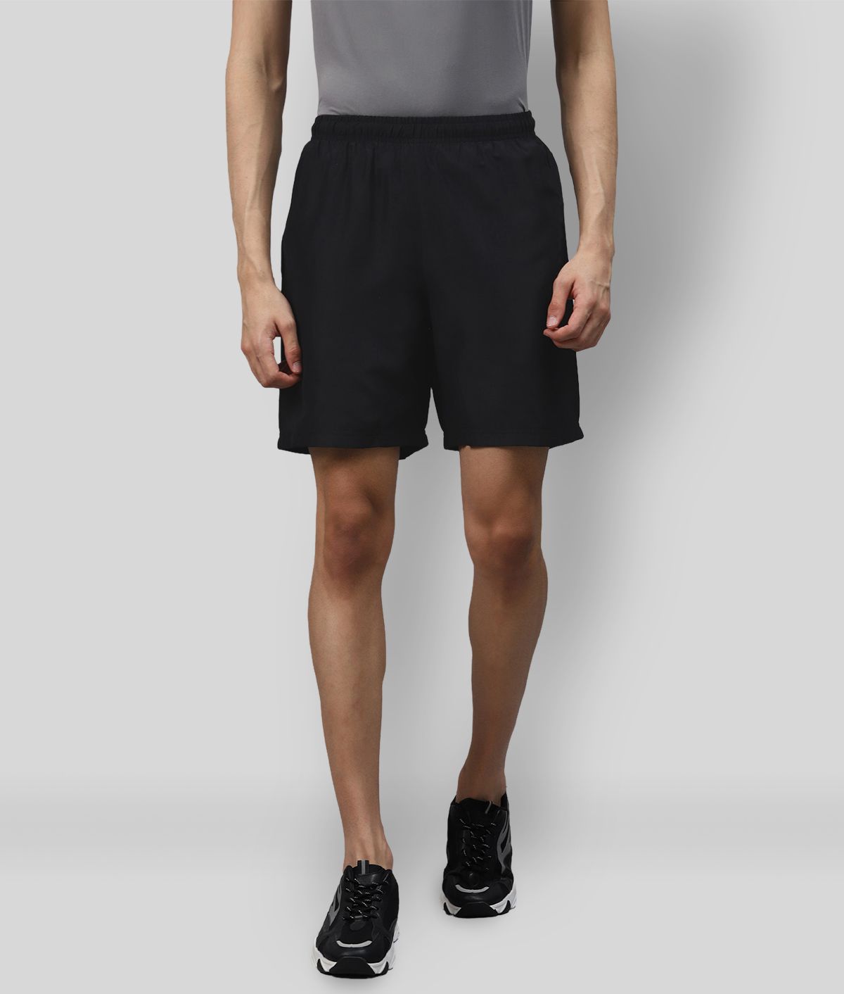 Alcis Black Polyester Walking Shorts