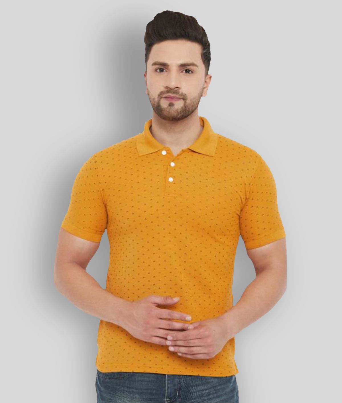     			The Million Club - Yellow Cotton Blend Regular Fit Men's Polo T Shirt ( Pack of 1 )