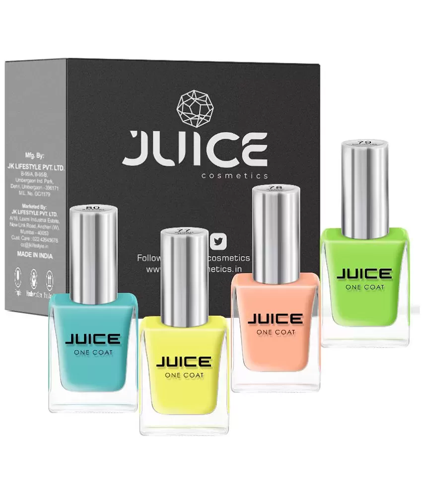 Buy JUICE ONE COAT NAIL PAINT COMBO HELLO PINK - 48, DUSTY BLUE - 51,  NATURAL GRAY - 52, BUTTERFLY YELLOW - 77 LONG LASTING 11ML EACH PACK OF 4  Online at Best Prices in India - JioMart.