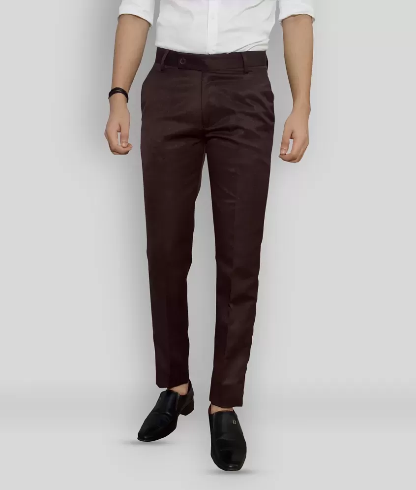 Buy ALLEN SOLLY Solid Polyester Regular Fit Men's Formal Trousers |  Shoppers Stop