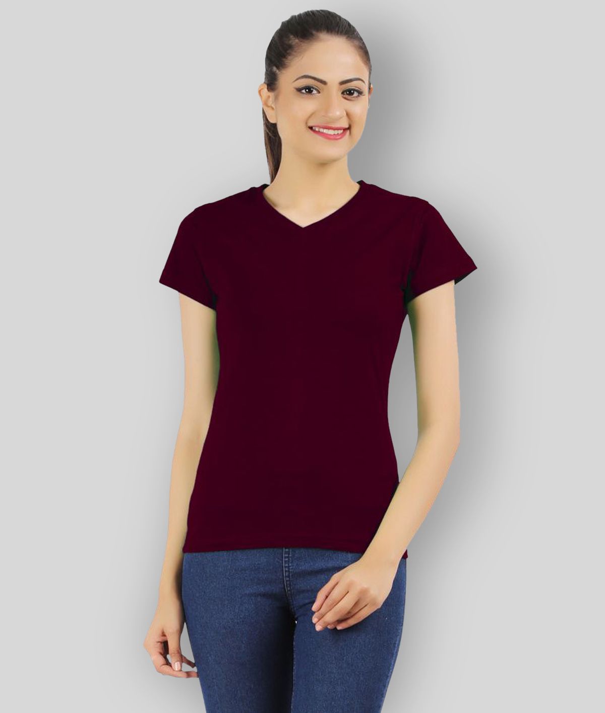     			Ap'pulse - Maroon Cotton Regular Fit Women's T-Shirt ( Pack of 1 )