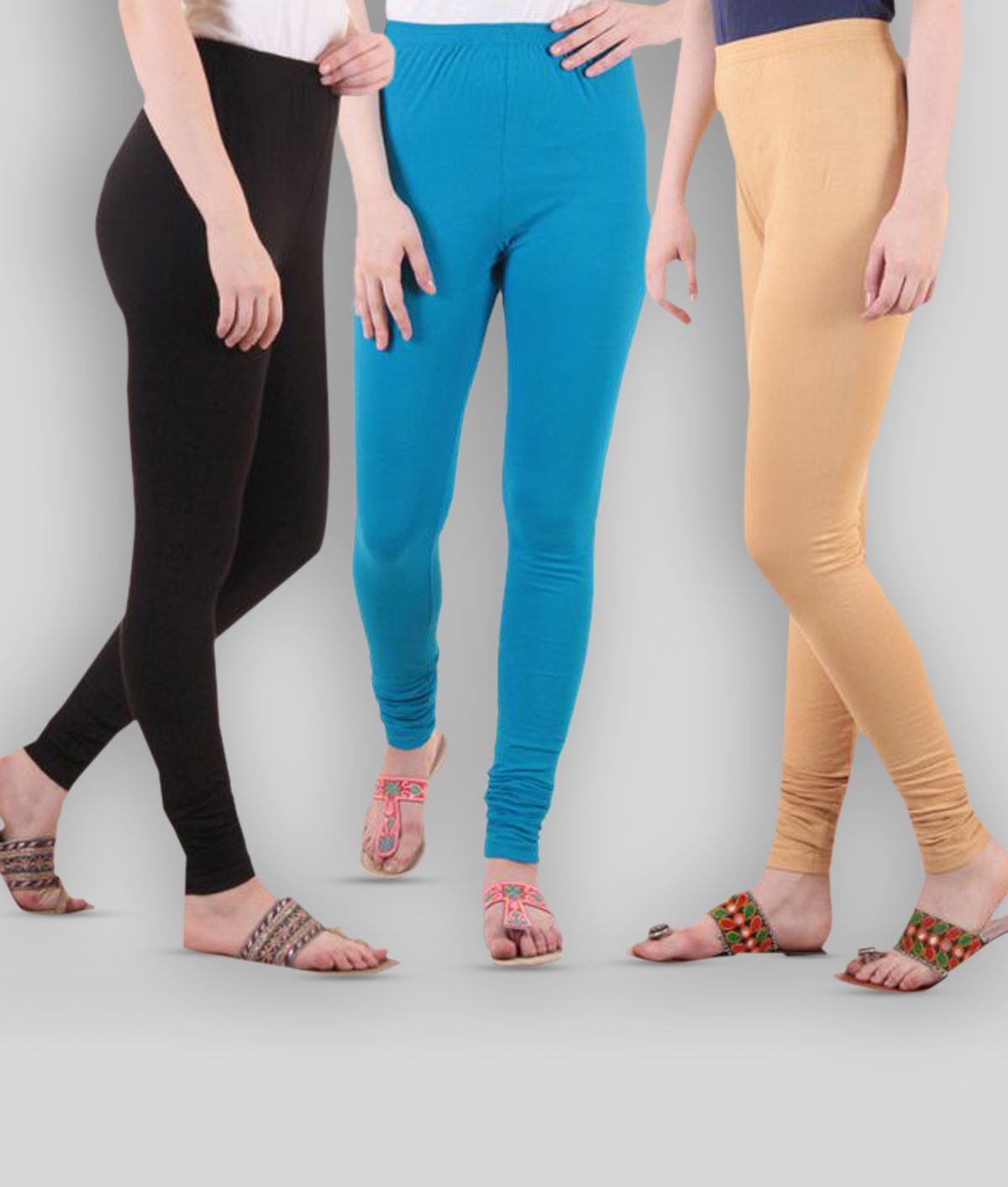     			Diaz - Multicoloured Cotton Blend Women's Leggings ( Pack of 3 )