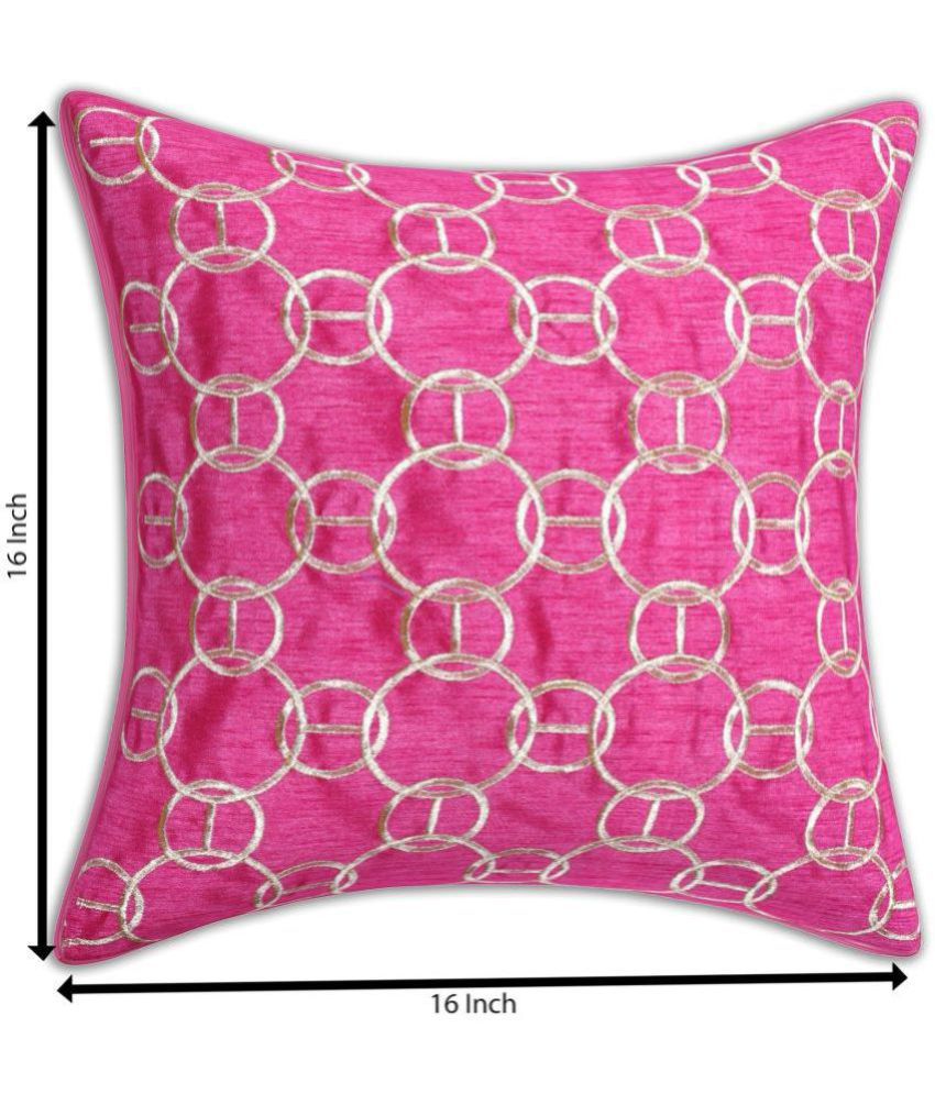     			INDHOME LIFE - Magenta Set of 1 Silk Square Cushion Cover