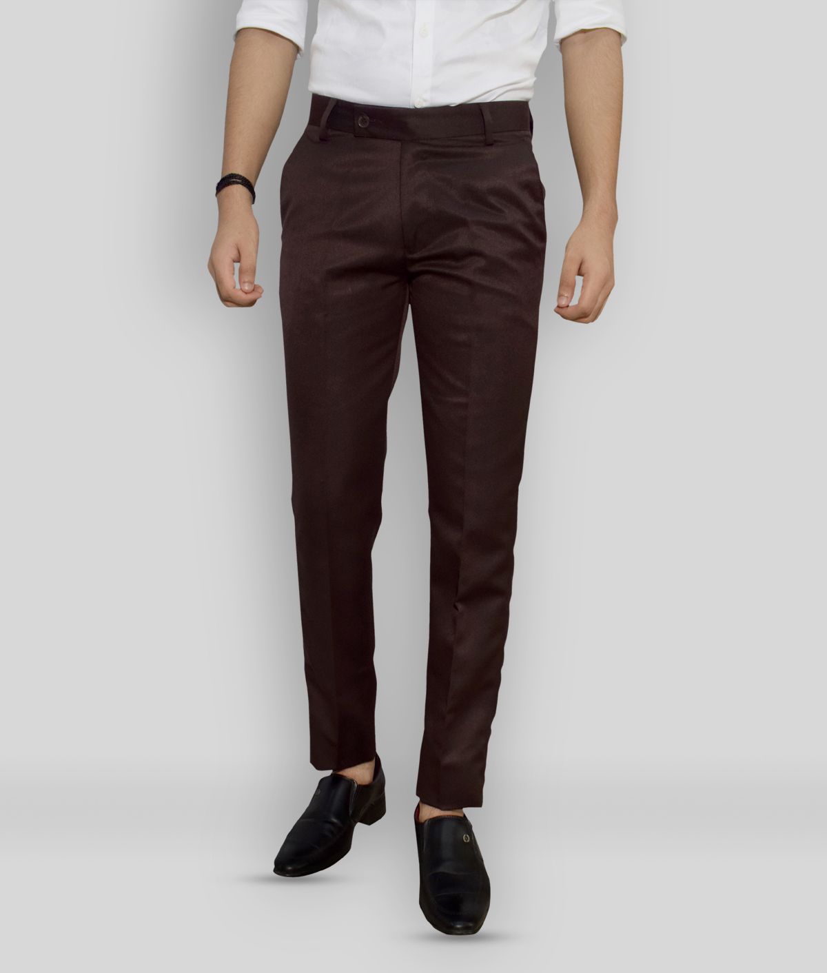     			Kundan - Dark Brown Polycotton Slim - Fit Men's Formal Pants ( Pack of 1 )