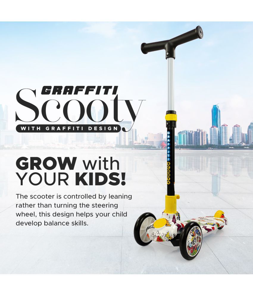     			NHR Boom Graffiti Scooty, Scooter For Kids, Scooter, Scooty, Kids Scooter, Scooter For Kids 3+ Years, 3 Wheel Scooter With Adjustable Height N Brake For Kids (Capacity 45Kg | Multicolor)