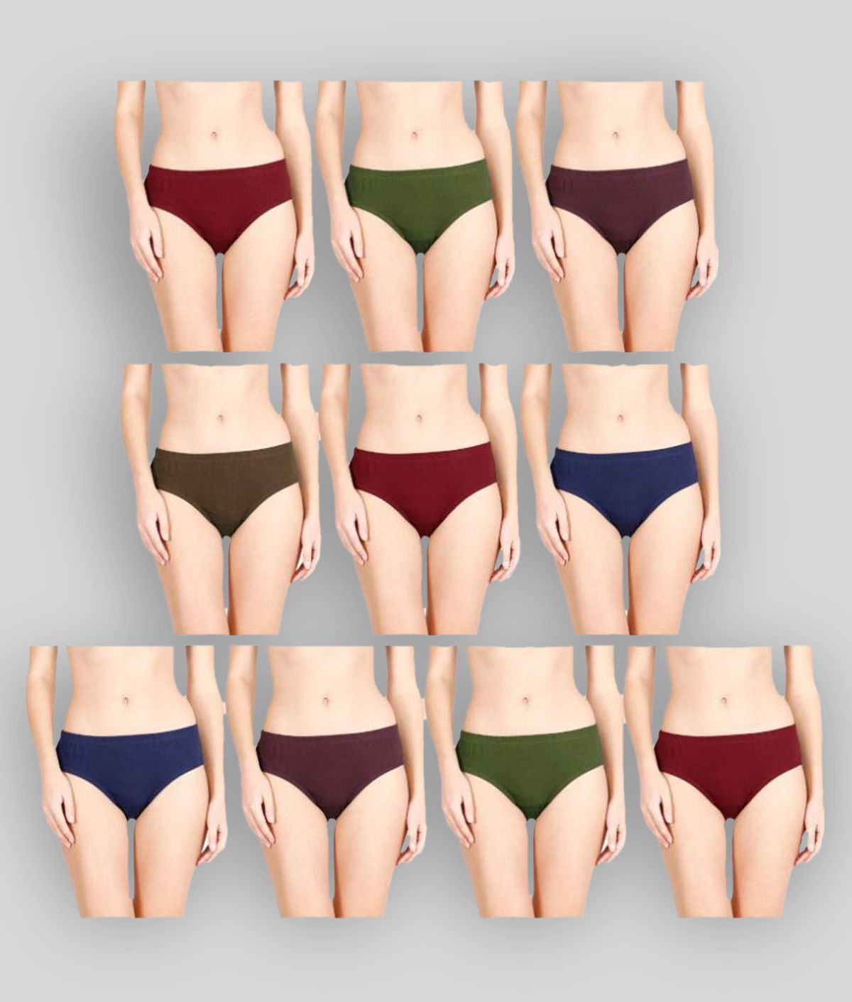     			Rupa - Multicolor Cotton Solid Women's Briefs ( Pack of 10 )
