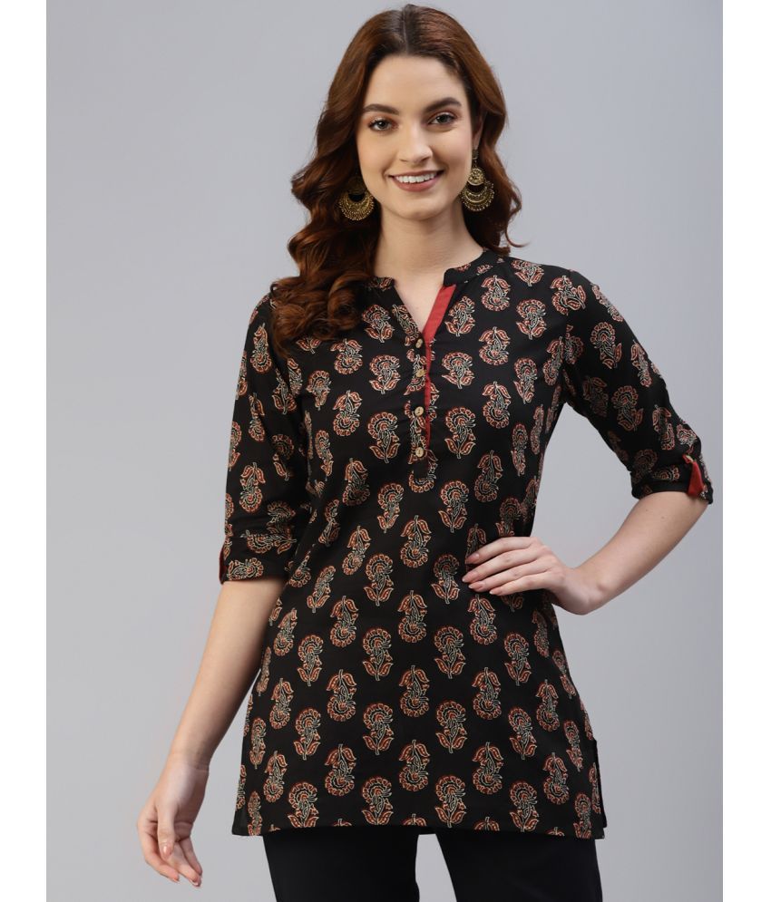     			SVARCHI - Black Cotton Women's Straight Kurti ( Pack of 1 )