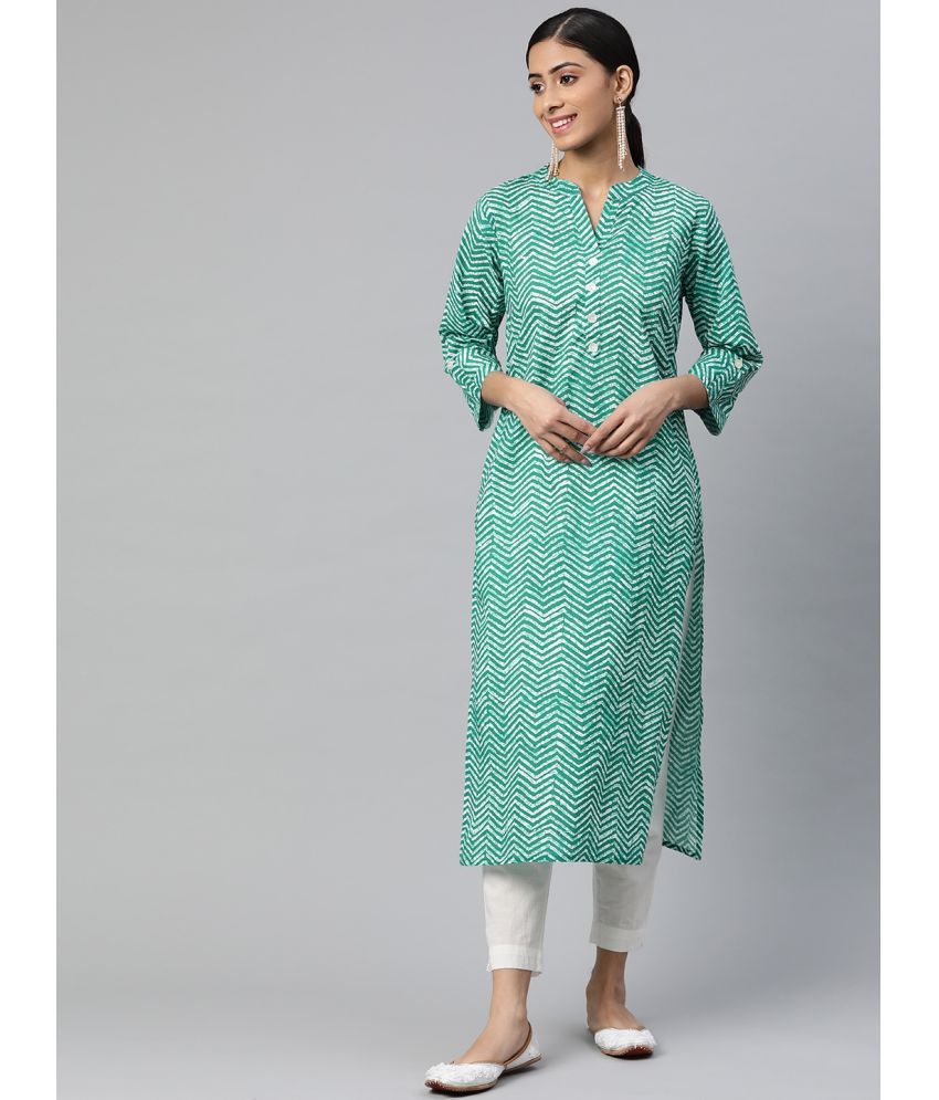     			SVARCHI - Green Cotton Women's Straight Kurti ( Pack of 1 )