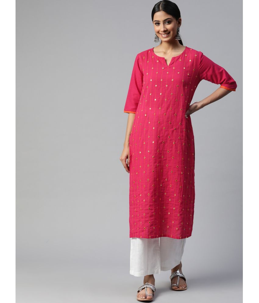     			SVARCHI - Pink Straight Cotton Women's Stitched Salwar Suit ( Pack of 1 )