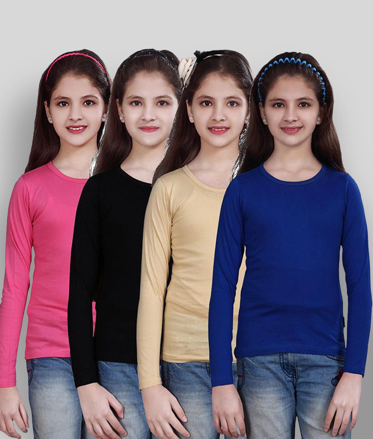     			Sini Mini - Blue Cotton Girls Combos ( Pack of 4 )