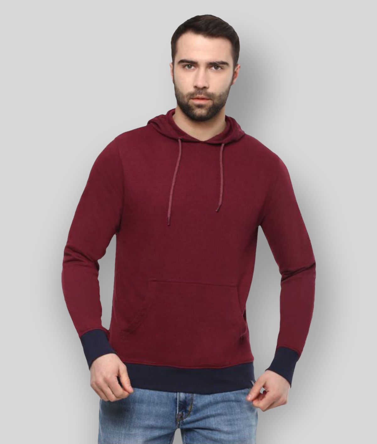     			Urbano Fashion - Maroon Terry Blend Slim Fit Men's Sweatshirt ( Pack of 1 )