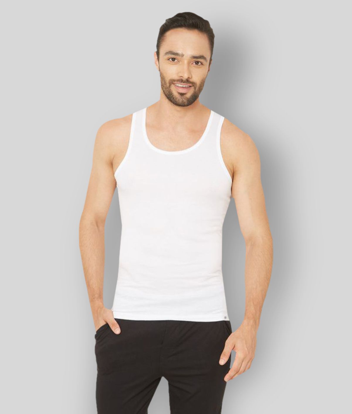 XYXX - White Cotton Blend Men's Vest  ( Pack of 2 )