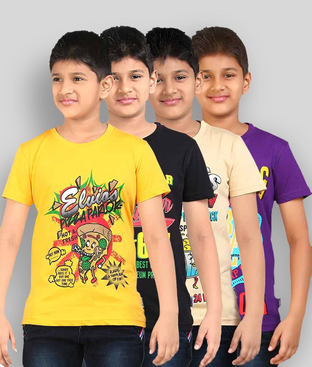 Dongli - Multicolor Cotton Boy's T-Shirt ( Pack of 4 )
