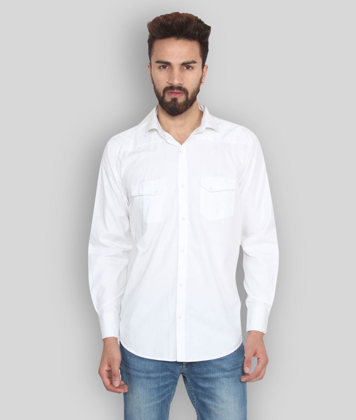     			Hangup - White Cotton Slim Fit Men's Casual Shirt ( Pack of 1 )