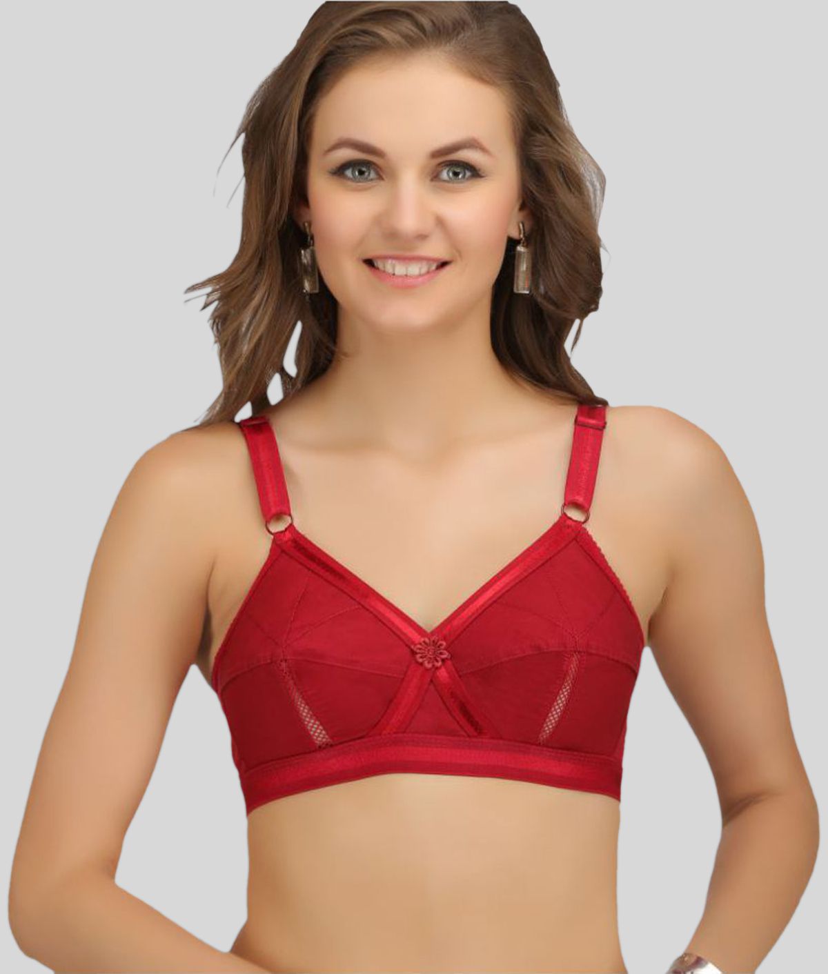 Sona - Red Cotton Non - Padded Women's Minimizer Bra ( Pack of 1 )
