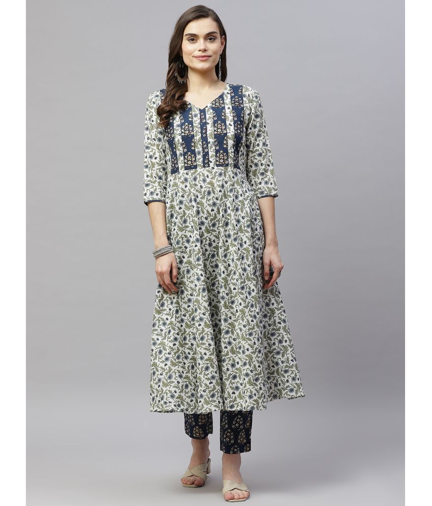     			miravan - Blue Anarkali Cotton Women's Stitched Salwar Suit ( Pack of 1 )