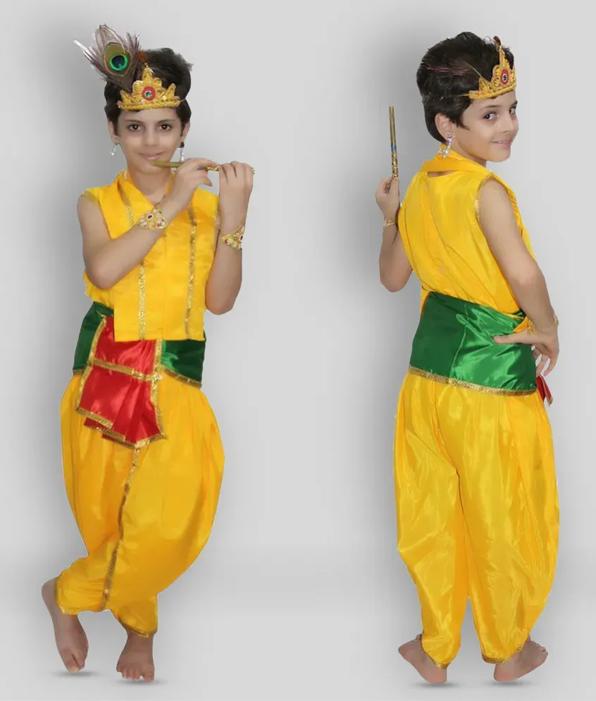 Buy Kaku Fancy Dresses Krishna In Cotton  Fabric,Krishnaleela/Janmashtami/Kanha/Mythological Character For Kids  School Annual functionTtheme Party/Competition/Stage Shows Dress Online -  Get 26% Off