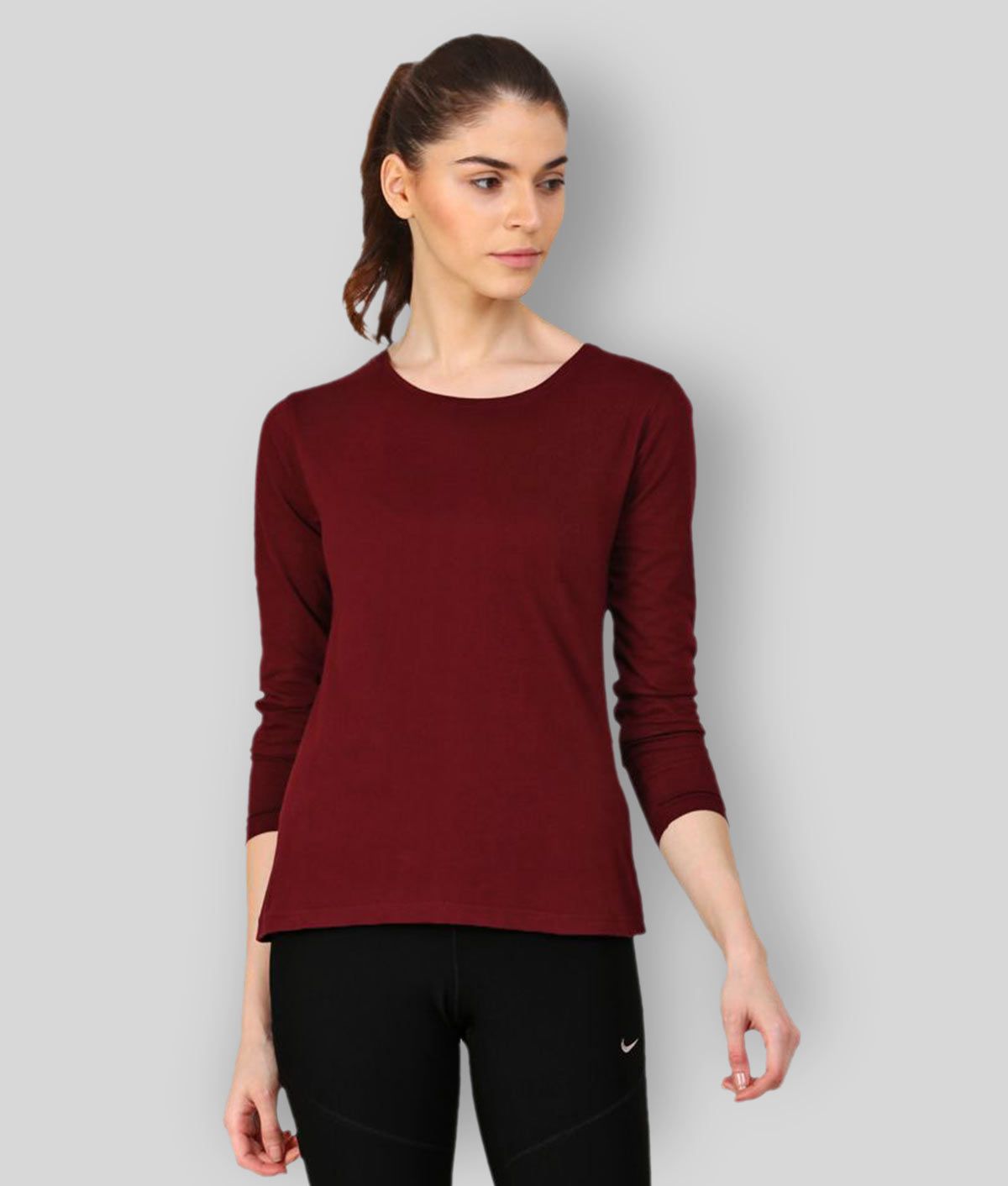     			Ap'pulse - Maroon Cotton Women's A-Line Top ( Pack of 1 )