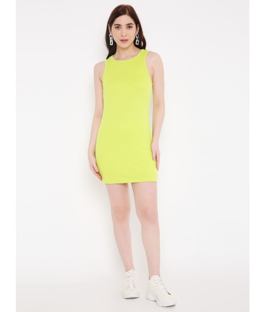     			BLANCD - Lime Green Polyester Blend Women's Bodycon Dress ( Pack of 1 )