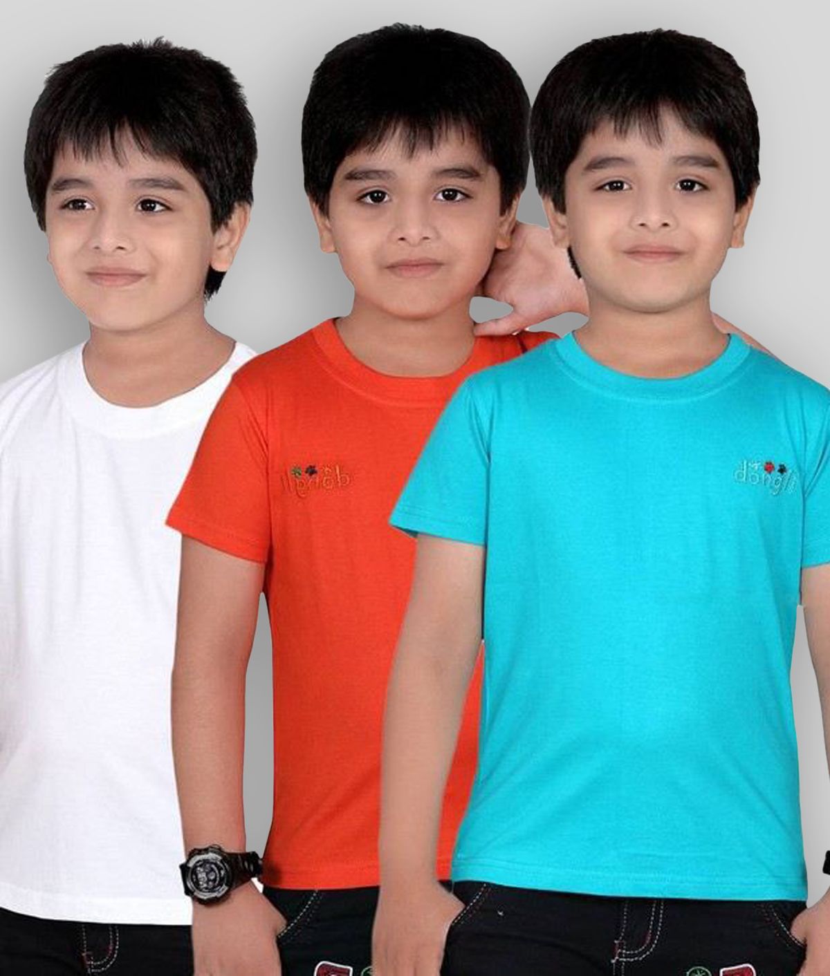     			Dongli - Multicolor 100% Cotton Boy's T-Shirt ( Pack of 3 )