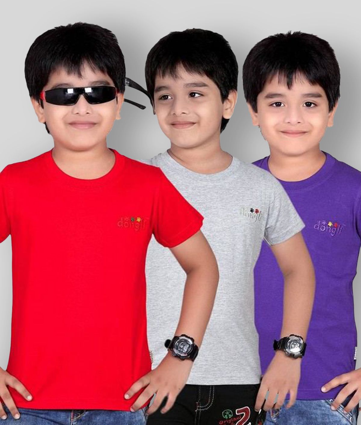     			Dongli - Multicolor Cotton Blend Boy's T-Shirt ( Pack of 3 )