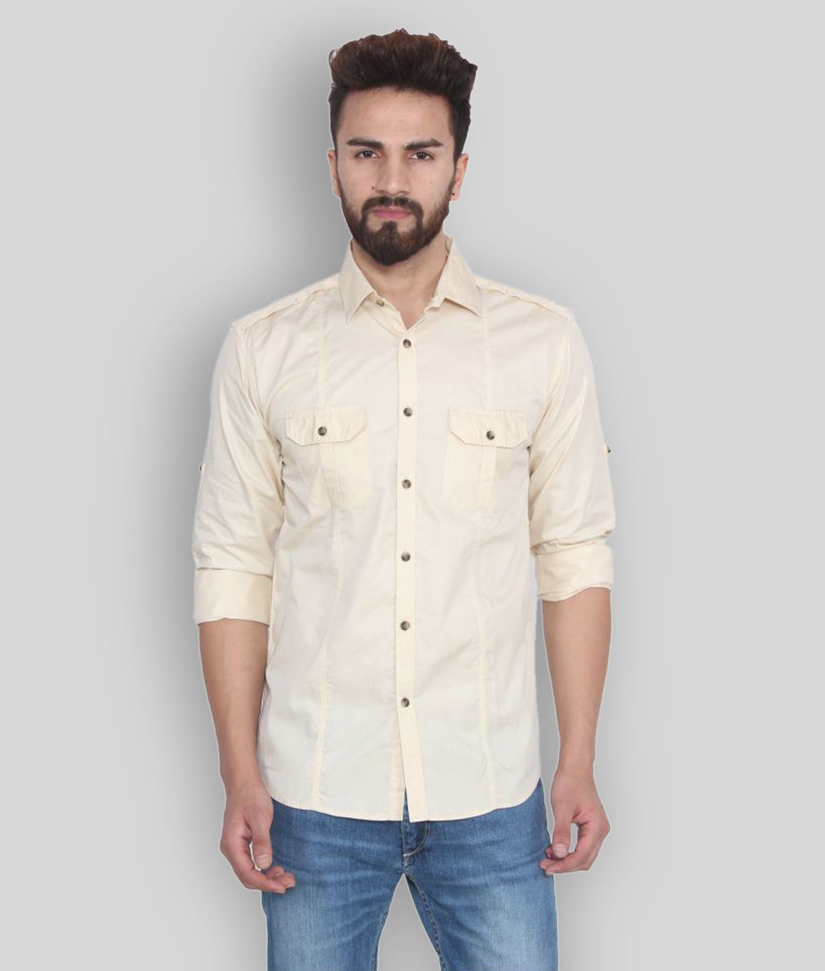     			Hangup - Off-White Cotton Slim Fit Men's Casual Shirt ( Pack of 1 )