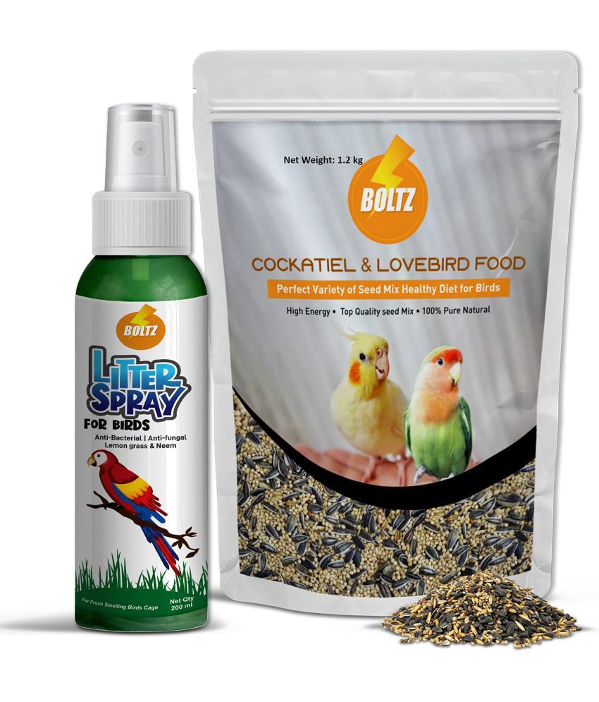     			BOLTZ Combo of Cockatiel Food 1.2 Kg and Bird Litter Spray 200ml