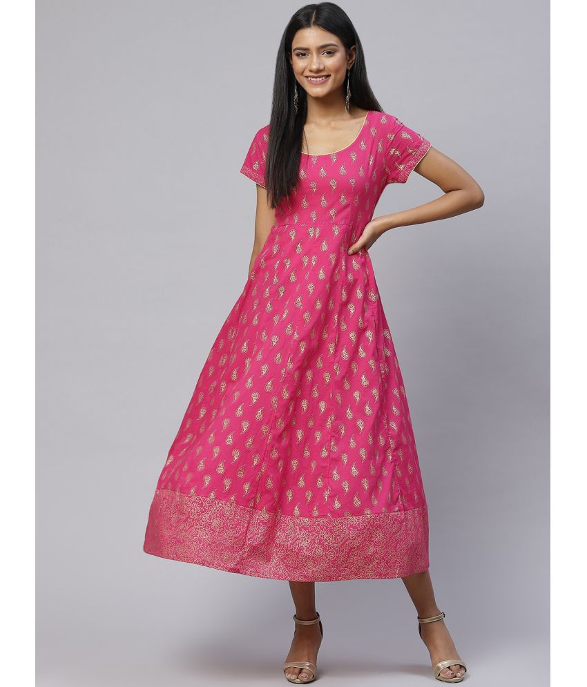     			SVARCHI - Pink Cotton Women's A-line Dress ( Pack of 1 )