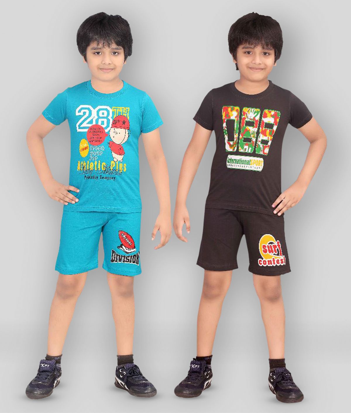     			Dongli Pack of 2 Boys 100% Cotton T-Shirt & Shorts ( Multicolor )