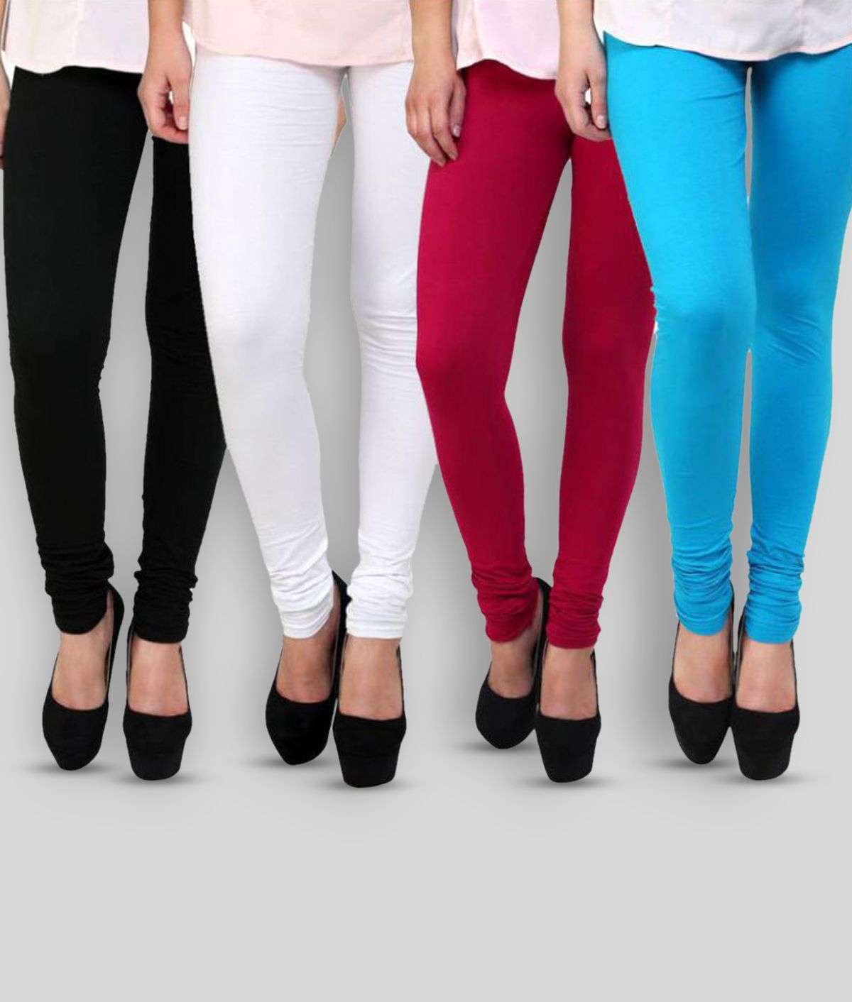     			FnMe - Multicolor Cotton Blend Women's Leggings ( Pack of 4 )