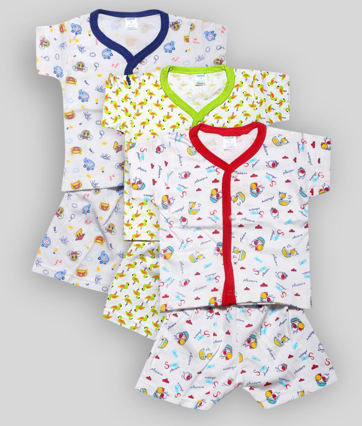     			INFANT - Multicolor Cotton T-Shirt & Shorts For Baby Boy ( Pack of 3 )