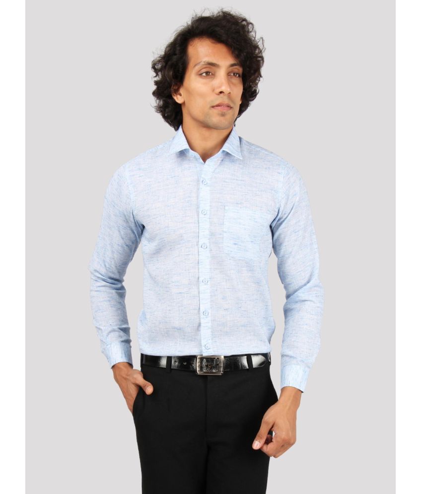     			Maharaja - Blue Linen Slim Fit Men's Formal Shirt ( Pack of 1 )