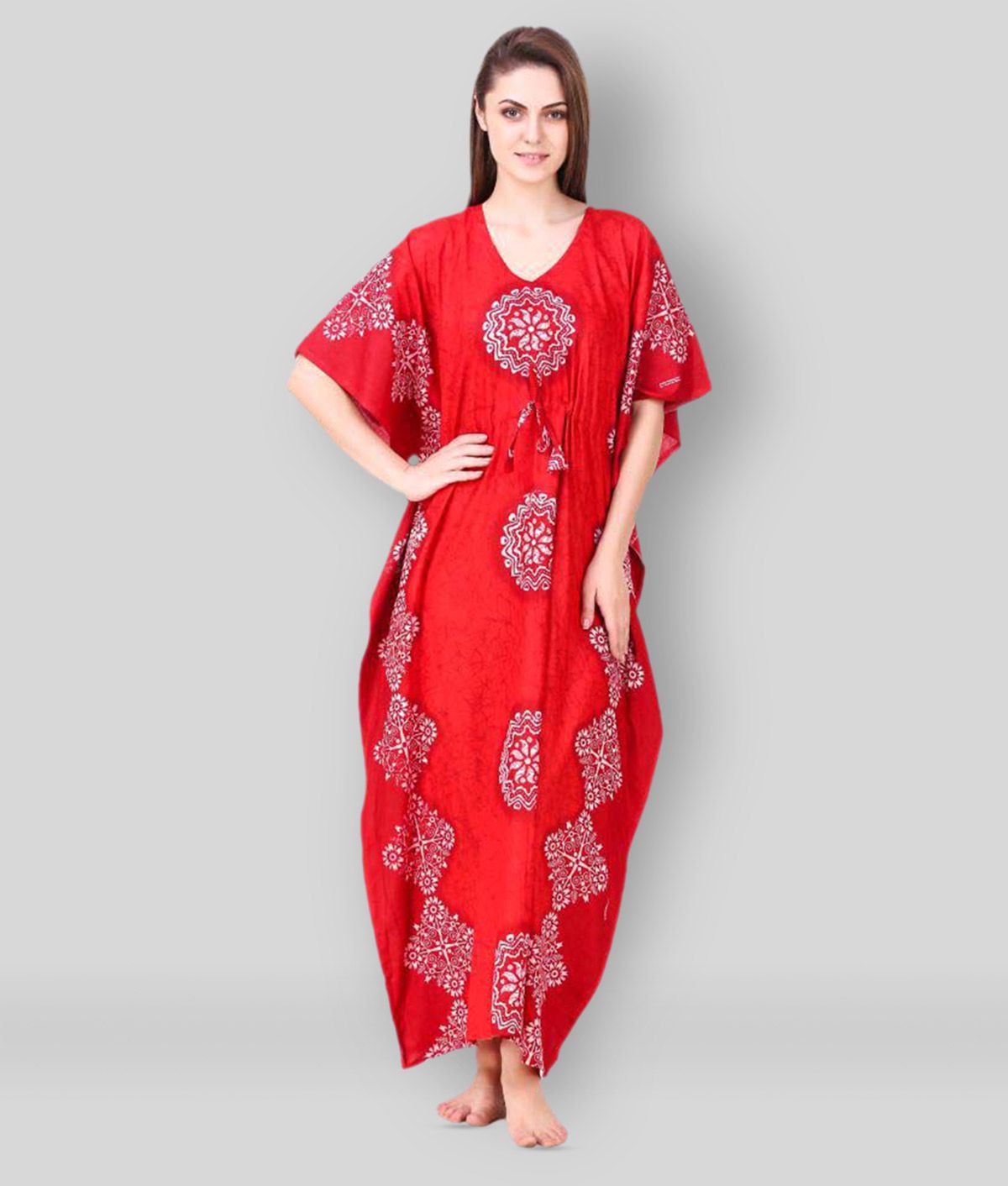     			Masha - Red Cotton Women's Nightwear Nighty & Night Gowns ( Pack of 1 )